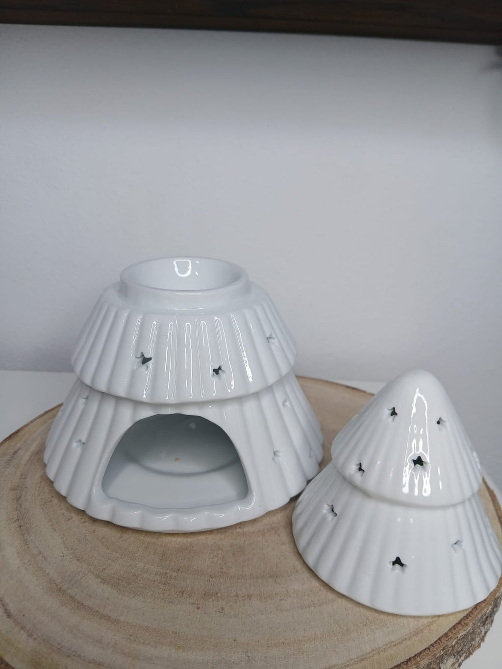 Quemador árbol Navidad blanco