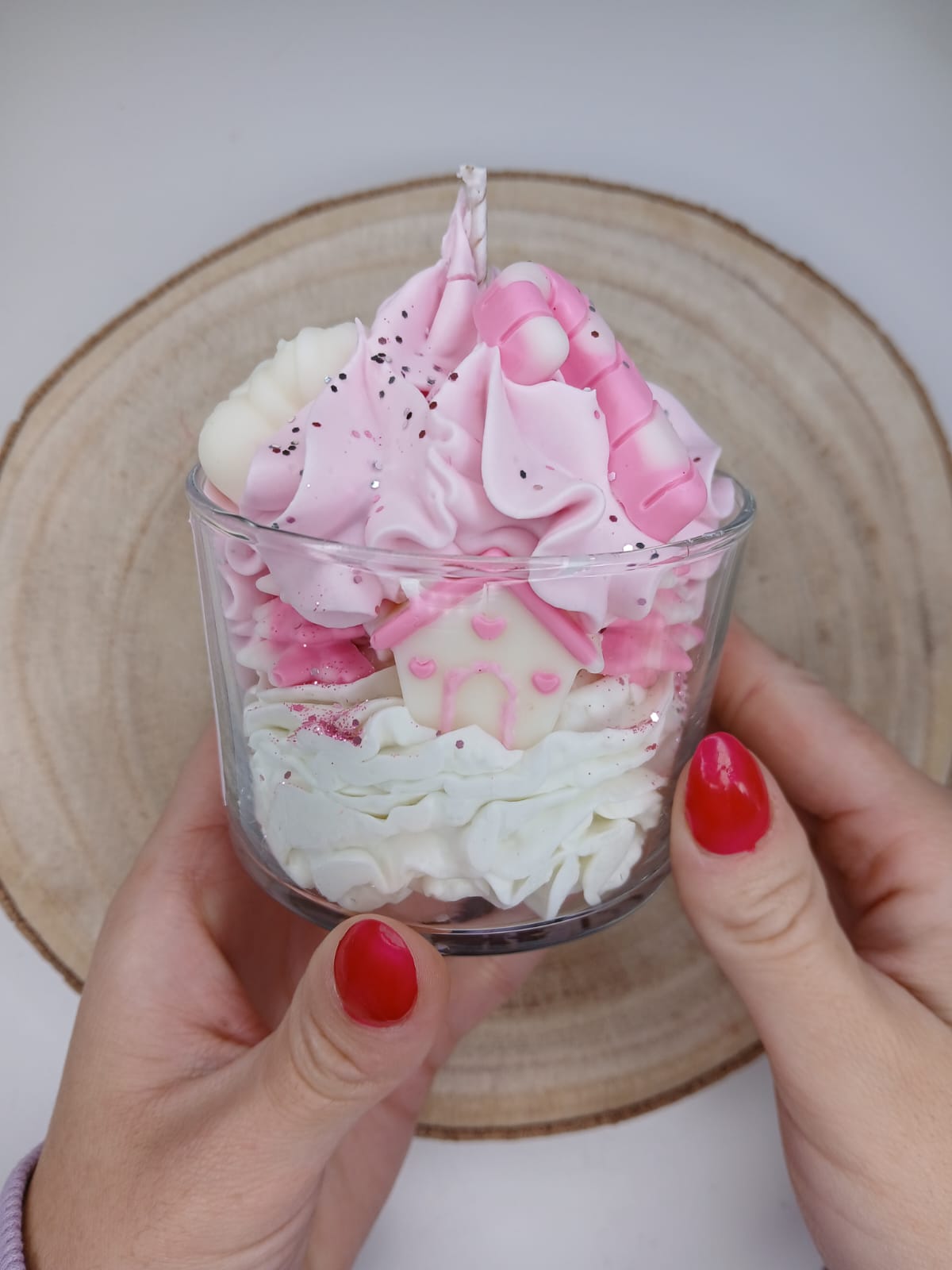 Vela decorativa Navidad rosa